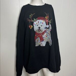 Christmas sweatshirt woman’s 2XL with a crusty white dog terrier
